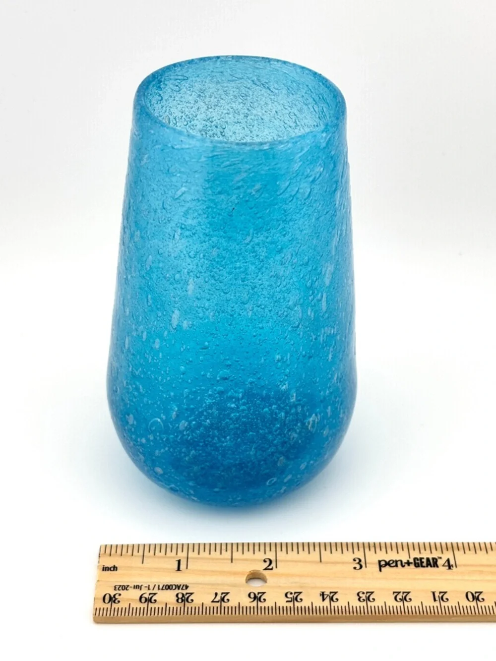 MCM Handblown Crackle Glass Roly Poly Set Of 8 Tumblers/Cocktail Glasses